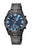 Pulsera de hombre con esfera azul, correa de metal negra y pantalla Big Date