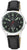 Pulsera de hombre con correa de cuero negra y esfera analógica, caja de acero inoxidable