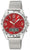 Reloj deportivo para hombre con esfera roja, bisel de acero y correa de metal