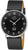 Reloj de hombre con esfera negra, números romanos y correa estrecha de cuero negro