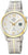 Reloj de hombre con esfera blanca y detalles dorados, correa de titanio, fecha