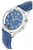 "Reloj de mujer con esfera azul, pantalla digital y caja redonda de acero inoxidable"