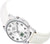 "Reloj de mujer con correa de cuero blanca y caja redonda plateada, esfera de radio con FR"