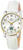 "Reloj de mujer con correa de cuero blanca, caja plateada y esfera con Master Time"
