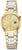 Reloj de mujer con brazalete metálico bicolor, esfera dorada y pantalla digital