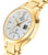 Reloj de mujer con caja dorada, esfera blanca y pantalla LCD rectangular