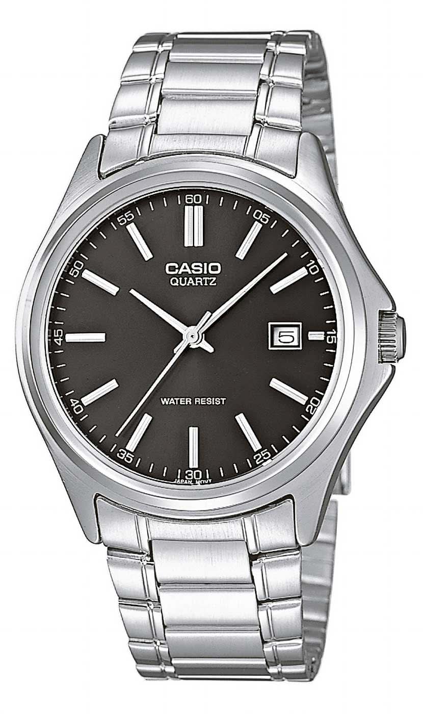Reloj Casio de acero inoxidable para hombre con esfera negra y visualización de fecha
