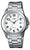 Reloj de hombre con correa de acero inoxidable, esfera plateada, pantalla analógica y ventana de fecha