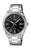 Reloj Casio para hombre con esfera negra y pulsera de metal plateado, analógico