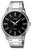 Pulsera de hombre Casio con correa de acero inoxidable, esfera negra y pantalla analógica