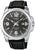 Reloj de pulsera para hombre Casio con correa de cuero negra, caja plateada y esfera negra