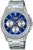 Reloj Casio para hombre con esfera azul, correa de acero inoxidable y subesferas de cronógrafo