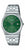 Reloj Casio para hombre con esfera verde, correa de acero inoxidable plateada y visualización de fecha