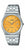Reloj Casio para hombre con correa de metal plateada, esfera redonda amarilla, indicador de fecha a las 3