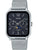 Reloj de hombre con correa de malla de acero inoxidable, esfera oscura y visualización de fases lunares, CASIO