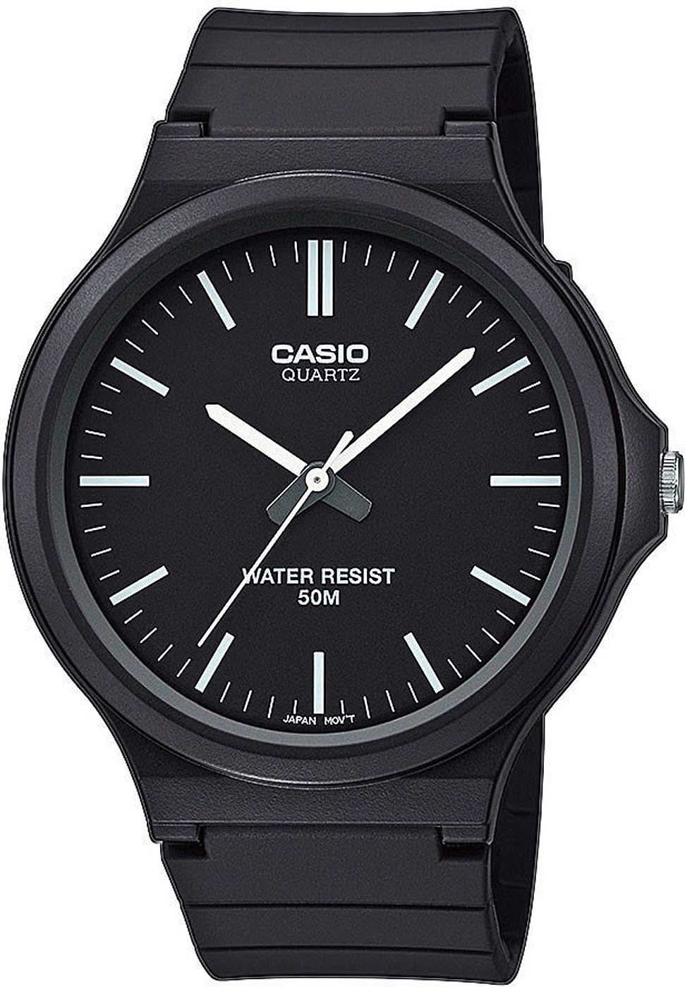 Reloj de pulsera para hombre: esfera negra, correa negra, logo Casio, Water Resist 50M