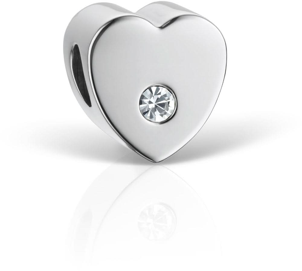 Colgante de corazón de acero inoxidable con brillante circonita cúbica