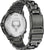 Reverso de un reloj de pulsera negro para hombre con fondo de acero inoxidable y correa de eslabones