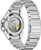 Reloj de hombre con movimiento expuesto en esfera plateada y correa de acero inoxidable