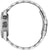 Pulsera de hombre, correa de acero inoxidable plateado, vista lateral con corona y pulsadores
