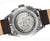 Pulsera de hombre con tapa trasera transparente y movimiento visible, correa de cuero marrón, caja de acero inoxidable