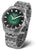 Pulsera de hombre con correa de metal y esfera verde, automática