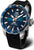 Pulsera de hombre con esfera azul, correa de silicona negra y caja de acero inoxidable