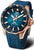 Pulsera de hombre con esfera azul, bisel en oro rosa y correa de silicona azul