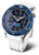 Reloj de buceo para hombre con esfera azul y correa de silicona blanca, caja de acero inoxidable