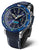 Reloj de buceo para hombre con esfera azul, escala de buceo y correa de cuero azul
