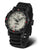Reloj de hombre con correa de silicona negra y caja redonda, esfera gris claro