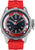 Reloj de hombre rojo con correa de silicona, esfera negra y caja de acero inoxidable plateado