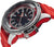 Reloj para hombre con correa de silicona roja, caja plateada y esfera negra