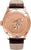 Pulsera para hombre con grabado en la parte posterior, caja de oro rosa y correa de cuero marrón