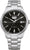 Pulsera de hombre con esfera negra, correa de acero inoxidable, automática y ventana de fecha