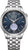 Reloj para hombre con esfera azul texturizada, vista de corazón abierto y pulsera de acero inoxidable