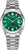 Reloj automático con esfera verde y pulsera de metal plateado