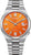 Pulsera para hombre: esfera naranja, ventana de fecha, correa de acero inoxidable