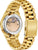 Pulsera de hombre con tapa trasera transparente y movimiento automático visible, color dorado