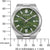 Pulsera de hombre con esfera verde, índices y caja de acero inoxidable plateado