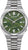Pulsera de acero inoxidable plateado para hombre con esfera verde y visualización de fecha