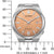Reloj de hombre con esfera naranja y escala de tamaño, caja de acero inoxidable