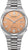 Reloj de hombre con correa de acero inoxidable, esfera naranja, ventana de fecha, manecillas automáticas