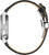 Pulsera de hombre Vista del lado con corona y correa de cuero negra, parte inferior marrón