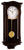 Reloj de pared de madera con mecanismo de péndulo, frontal marrón oscuro, esfera redonda con manecillas.