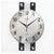 Reloj de pared redondo JVD con esfera blanca, manecillas negras y placas de montaje negras