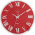 Reloj de pared redondo con esfera roja, números romanos y borde de metal plateado, JVD
