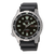 Reloj de hombre con esfera verde oscuro y bisel negro, correa de cuero negra