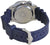 Reverso de un reloj de pulsera para hombre con fondo de acero inoxidable y correa azul