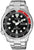 Reloj de buceo para hombre con correa de acero inoxidable, esfera negra y bisel rojo, indicador de fecha